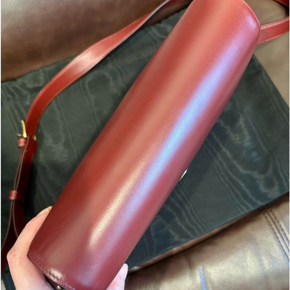 Celine triomphe classique box Medium Calfskin Dark red Wine red canvas handbag - Picture 7 of 16